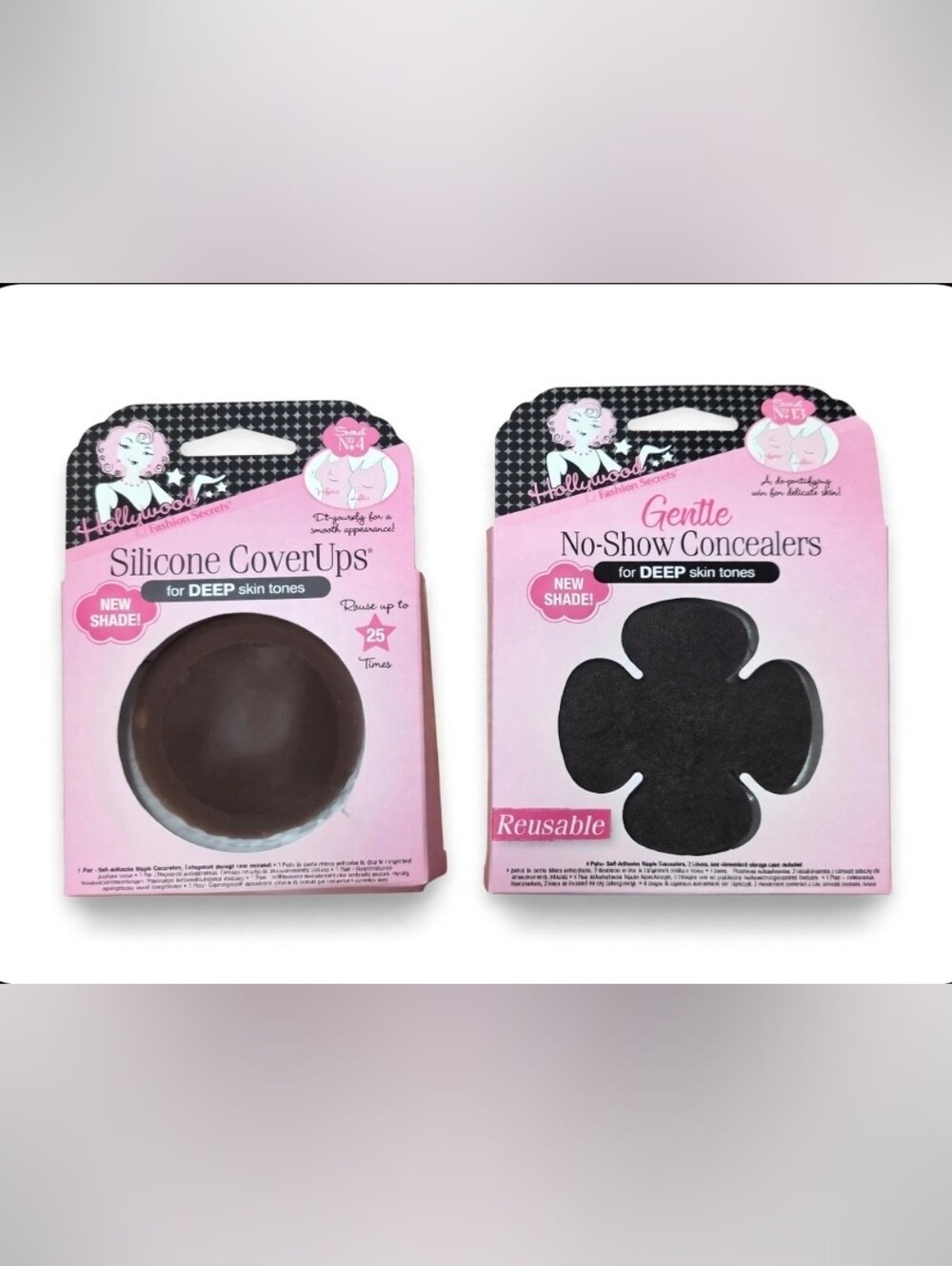 Hollywood Fashion Secrets Deep Skin Tone Nipple Covers 2 Piece Bundle